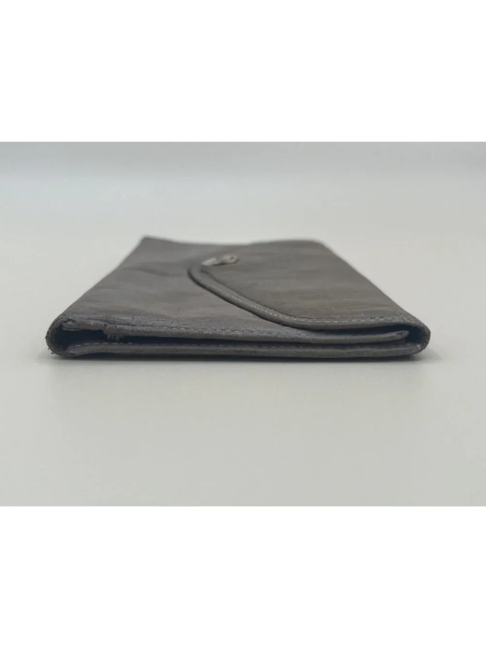 Christian Dior Paris Grey Taupe Leather Long Bifold Wallet CD Charm Silver Hardw